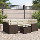 7-Piece Poly Rattan Lounge Set with Cushions Brown