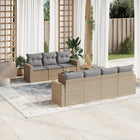 8-Delige Loungeset Met Kussens Poly Rattan Beige