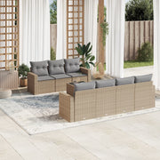 Loungeset poly rattan 8-delig beige