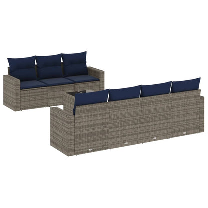 8-Delige Loungeset Met Kussens Poly Rattan Grijs
