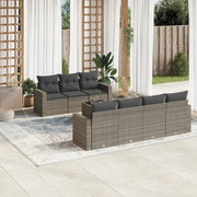 Loungeset 8-delig poly rattan grijs
