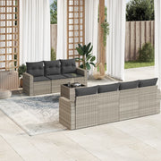 Loungeset 8-delig poly rattan lichtgrijs