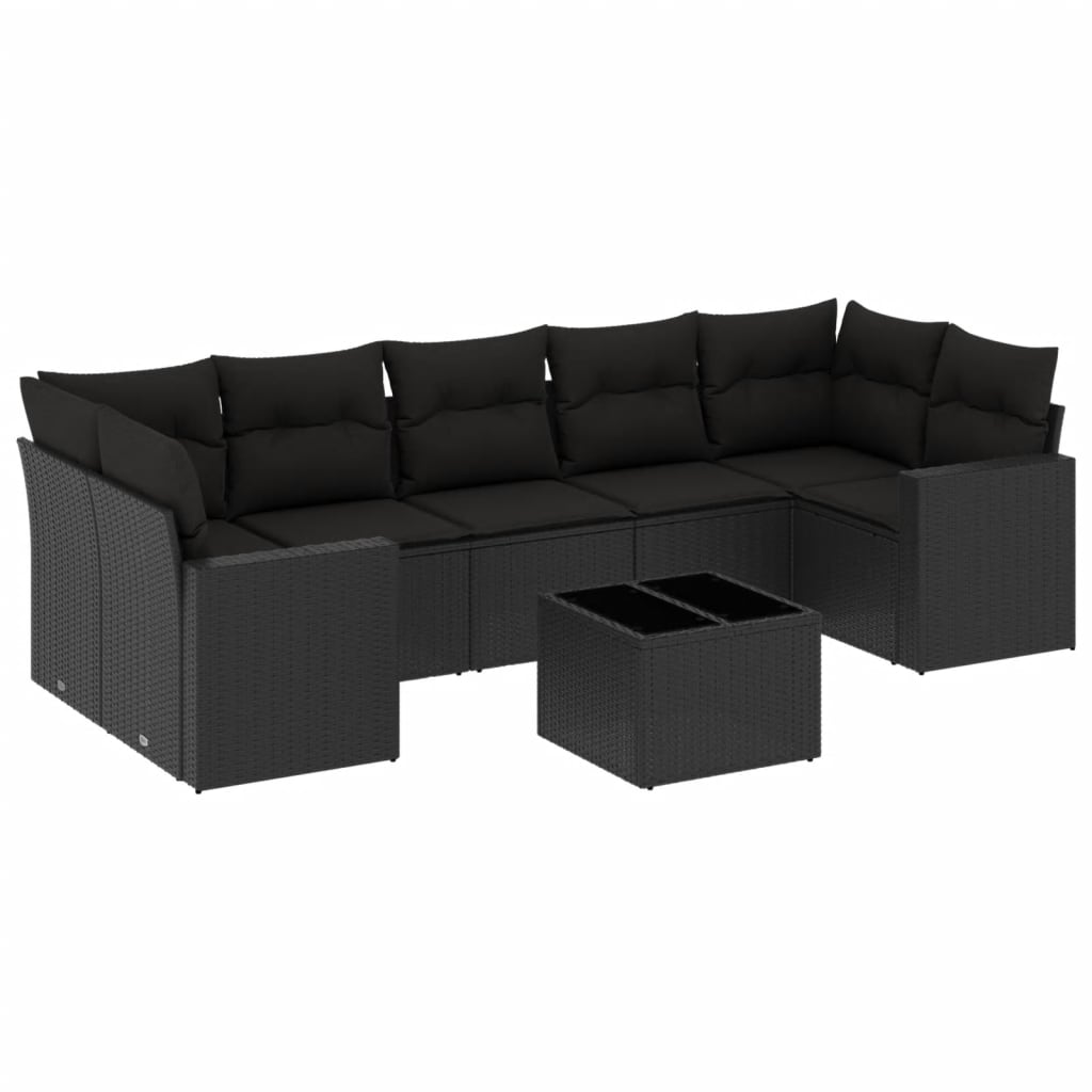 8-Delige Loungeset Met Kussens Poly Rattan Zwart