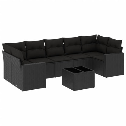 8-Delige Loungeset Met Kussens Poly Rattan Zwart