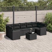 Loungeset 8-delig poly rattan zwart