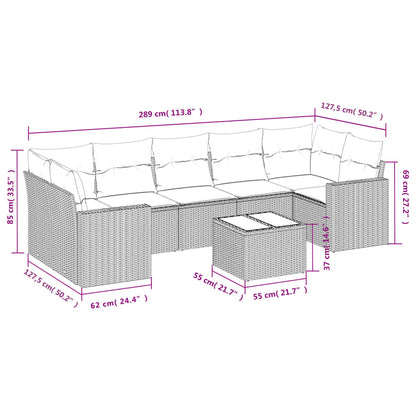 8-Delige Loungeset Met Kussens Poly Rattan Zwart