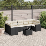 8-piece Lounge Set with Cushions Polyrattan Black