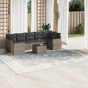 Loungeset 8-delig poly rattan grijs
