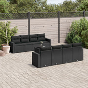 Loungeset 9-delig poly rattan zwart