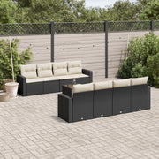 Loungeset 9-delig poly rattan zwart