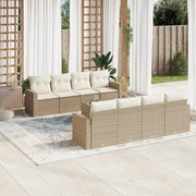 Loungeset 9-delig poly rattan beige