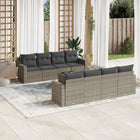 9-Delige Loungeset Met Kussens Poly Rattan Grijs