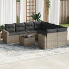 9-Delige Loungeset Met Kussens Poly Rattan Grijs