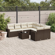 Loungeset 9-delig poly rattan bruin