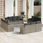 12-piece lounge set with cushions poly rattan grey