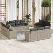 Loungeset 12-delig poly rattan lichtgrijs
