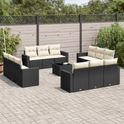 Loungeset 13-delig poly rattan zwart