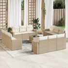 13-Delige Loungeset Met Kussens Poly Rattan Beige