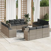 Loungeset 13-delig poly rattan grijs