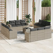Loungeset poly rattan lichtgrijs 13-delig