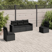 5-Piece Loungeset with Cushions Poly Rattan Black