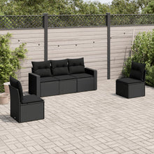 5-Delige Loungeset Met Kussens Poly Rattan Zwart