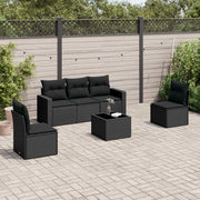 Loungeset 6-delig poly rattan zwart