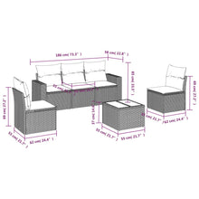 6-Delige Loungeset Met Kussens Poly Rattan Grijs