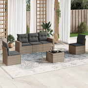 Loungeset 6-delig poly rattan grijs