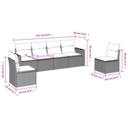 Loungeset 6-delig poly rattan grijs