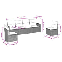 6-Delige Loungeset Met Kussens Poly Rattan Grijs