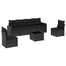 7-Delige Loungeset Met Kussens Poly Rattan Zwart