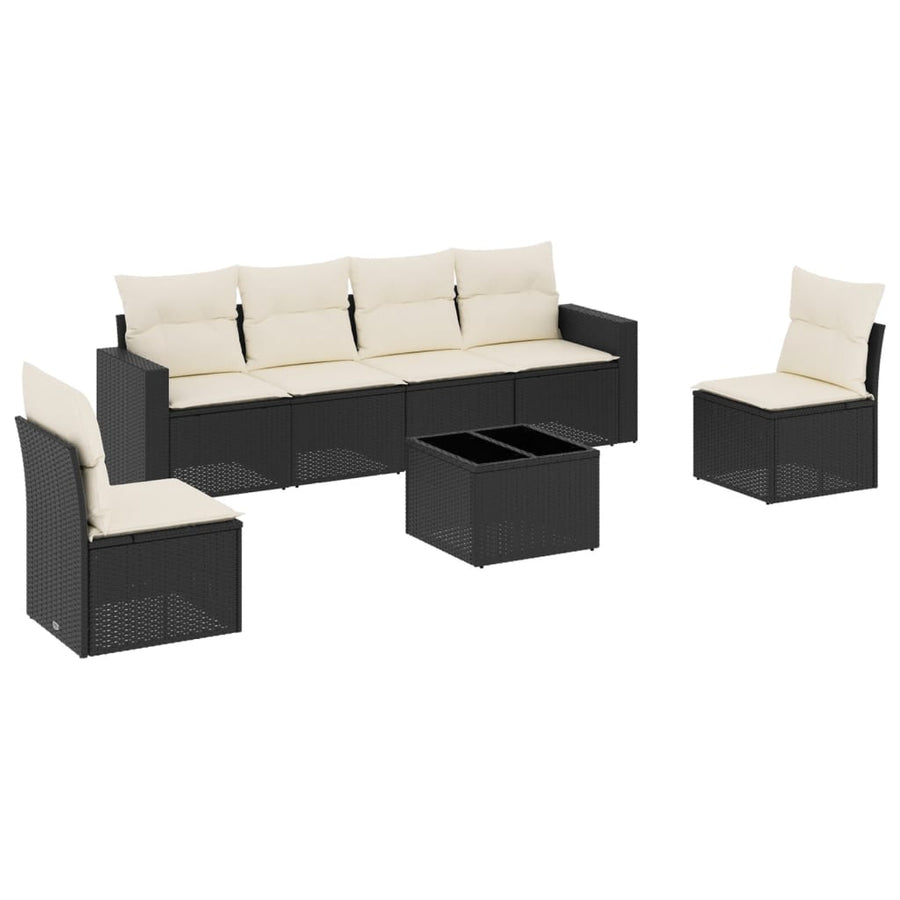 7-Delige Loungeset Met Kussens Poly Rattan Zwart
