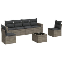 7-Delige Loungeset Met Kussens Poly Rattan Grijs