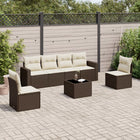 7-Piece Poly Rattan Lounge Set with Cushions Brown