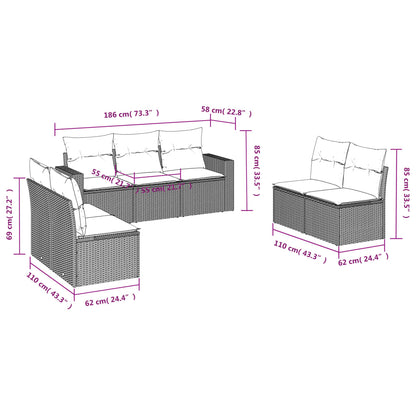 7-Delige Loungeset Met Kussens Poly Rattan Beige