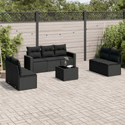 Loungeset 8-delig poly rattan zwart