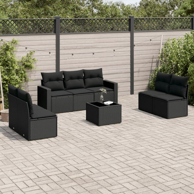 8-Delige Loungeset Met Kussens Poly Rattan Zwart