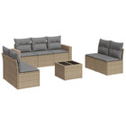 8-Delige Loungeset Met Kussens Poly Rattan Beige