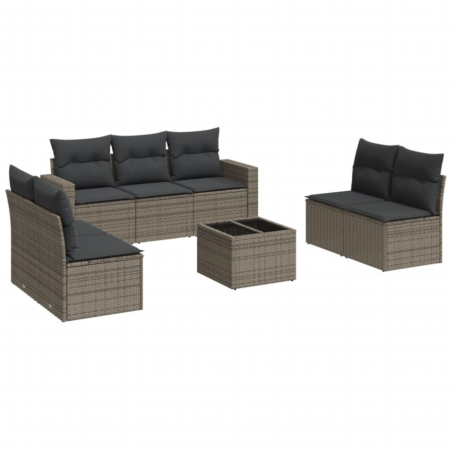 8-Delige Loungeset Met Kussens Poly Rattan Grijs