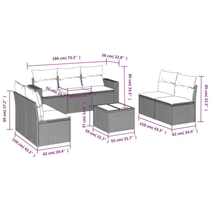 8-Delige Loungeset Met Kussens Poly Rattan Grijs