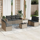 8-Delige Loungeset Met Kussens Poly Rattan Grijs