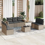 Loungeset 8-delig poly rattan grijs