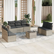 Loungeset 8-delig poly rattan lichtgrijs