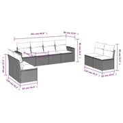 Loungeset poly rattan 8-delig zwart