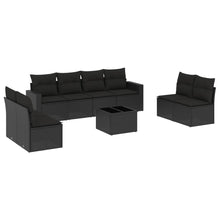 9-Delige Loungeset Met Kussens Poly Rattan Zwart