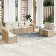 Loungeset poly rattan 9-delig beige