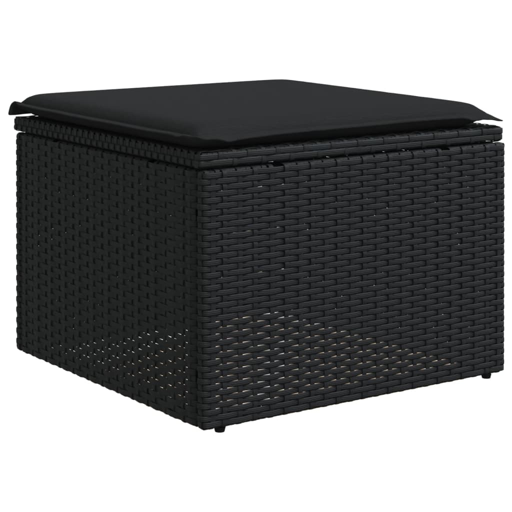 4-delige Loungeset met kussens poly rattan zwart Zwart Zonder tafel
