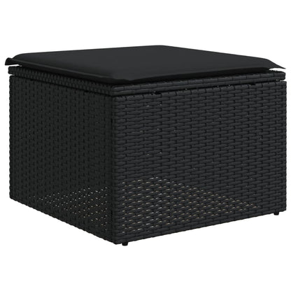 4-delige Loungeset met kussens poly rattan zwart Zwart Zonder tafel