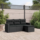 4-delige Loungeset met kussens poly rattan zwart Zwart Zonder tafel